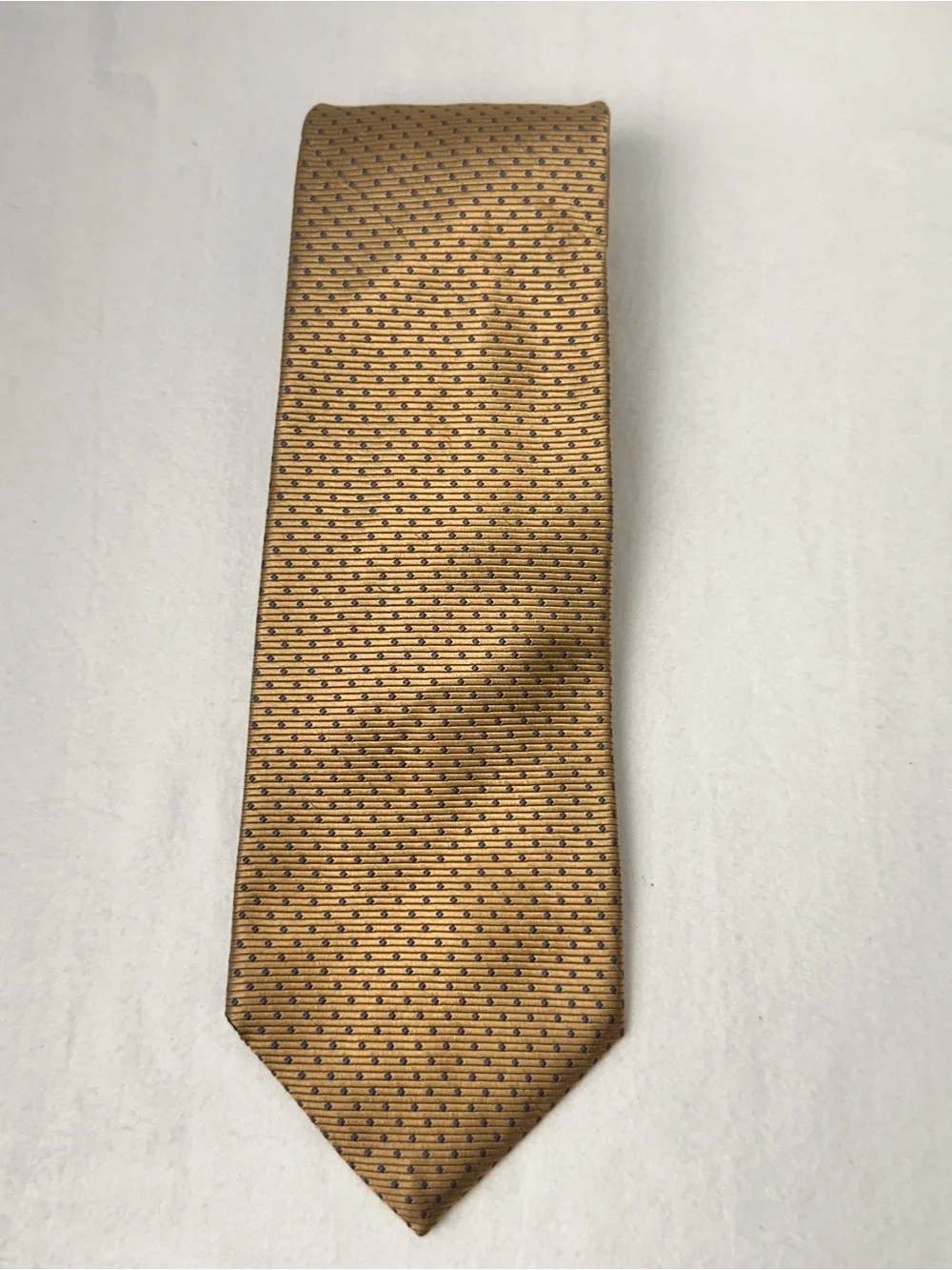 Lands’ End Handmade Tie Silk Necktie Mens Geometric Classic Gold  Tie